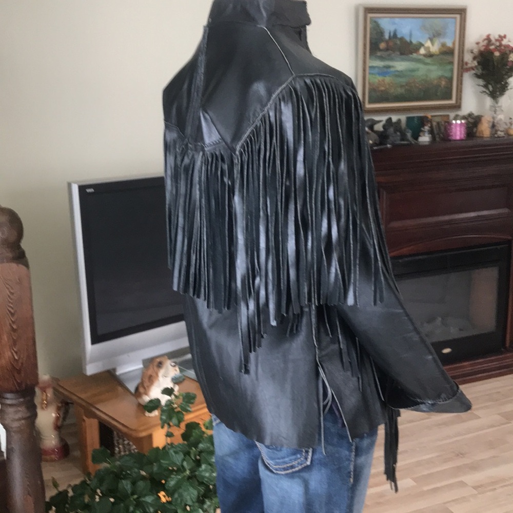 Genuine Leather Black Fringe Jacket